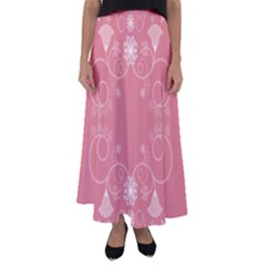 Flower Floral Leaf Pink Star Sunflower Flared Maxi Skirt by Mariart