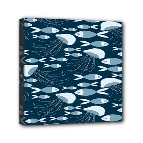 Jellyfish Fish Cartoon Sea Seaworld Mini Canvas 6  X 6  by Mariart