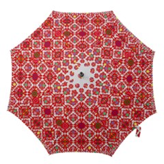 Plaid Red Star Flower Floral Fabric Hook Handle Umbrellas (small) by Mariart