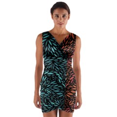 Square Pheonix Blue Orange Red Wrap Front Bodycon Dress by Mariart