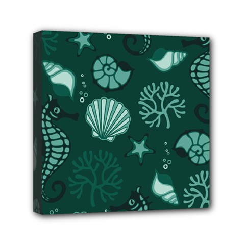 Vector Seamless Pattern With Sea Fauna Seaworld Mini Canvas 6  X 6  by Mariart