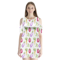 Vegetable Pattern Carrot Shoulder Cutout Velvet  One Piece by Mariart