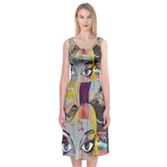 Graffiti Mural Street Art Painting Midi Sleeveless Dress by BangZart