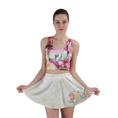 Romantic Watercolor Books And Flowers Mini Skirt by paulaoliveiradesign