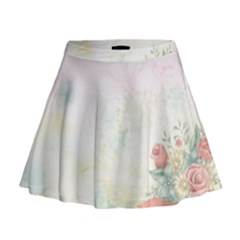 Romantic Watercolor Books And Flowers Mini Flare Skirt by paulaoliveiradesign