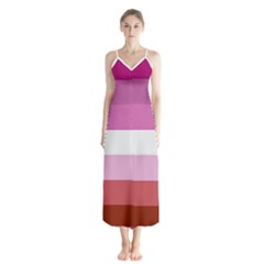 Lesbian Pride Flag Button Up Chiffon Maxi Dress by Valentinaart