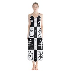 Chinese Signs Of The Zodiac Button Up Chiffon Maxi Dress by Nexatart