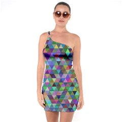 Triangle Tile Mosaic Pattern One Soulder Bodycon Dress by Nexatart