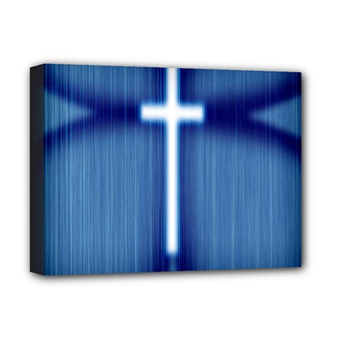 Blue Cross Christian Deluxe Canvas 16  X 12   by Mariart