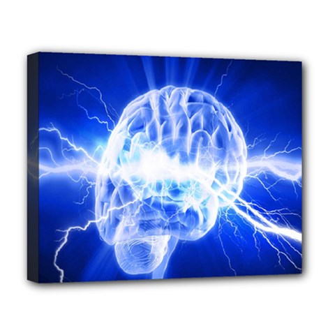 Lightning Brain Blue Deluxe Canvas 20  X 16   by Mariart