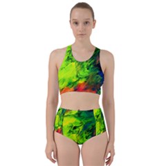 Neon Rainbow Green Pink Blue Red Painting Racer Back Bikini Set by Mariart