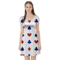 Playing Cards Hearts Diamonds Short Sleeve Skater Dress by Mariart