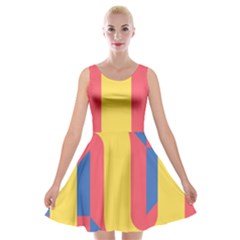 Rainbow Sign Yellow Red Blue Retro Velvet Skater Dress by Mariart