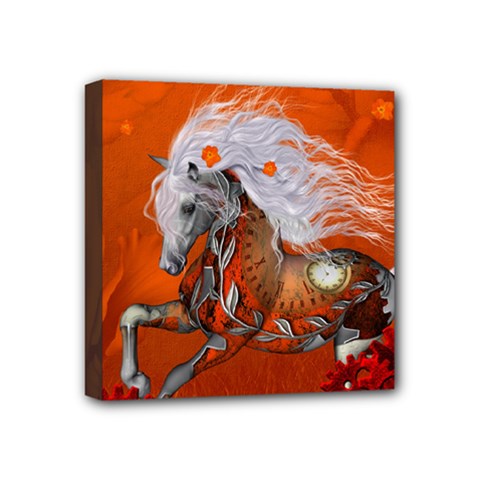 Steampunk, Wonderful Wild Steampunk Horse Mini Canvas 4  X 4  by FantasyWorld7