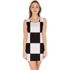 Grid Domino Bank And Black Bodycon Dress by Nexatart