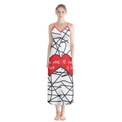 Love Abstract Heart Romance Shape Button Up Chiffon Maxi Dress by Nexatart