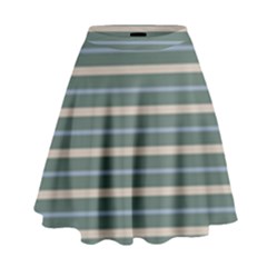 Horizontal Line Grey Blue High Waist Skirt by Mariart