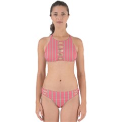 Line Red Grey Vertical Perfectly Cut Out Bikini Set by Mariart