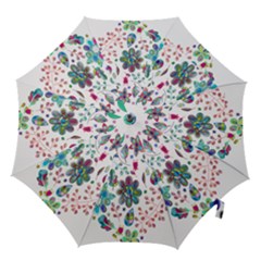 Prismatic Psychedelic Floral Heart Background Hook Handle Umbrellas (medium) by Mariart