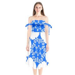 Snowflake Art Blue Cool Polka Dots Shoulder Tie Bardot Midi Dress by Mariart