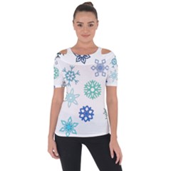 Snowflakes Blue Green Star Short Sleeve Top by Mariart