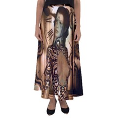 Steampunk, Steampunk Women With Clocks And Gears Flared Maxi Skirt by FantasyWorld7