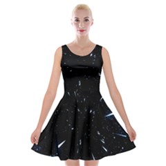 Space Warp Speed Hyperspace Through Starfield Nebula Space Star Line Light Hole Velvet Skater Dress by Mariart