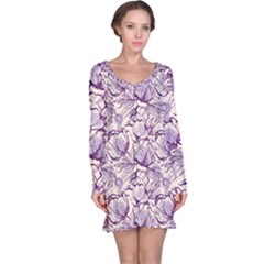 Vegetable Cabbage Purple Flower Long Sleeve Nightdress by Mariart