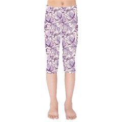 Vegetable Cabbage Purple Flower Kids  Capri Leggings  by Mariart