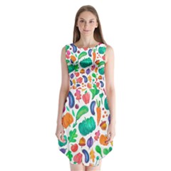 Pattern Autumn White Sleeveless Chiffon Dress   by kostolom3000shop