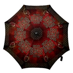 The Celtic Knot With Floral Elements Hook Handle Umbrellas (large) by FantasyWorld7