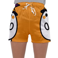 Halloween Ghost Orange Sleepwear Shorts by Mariart