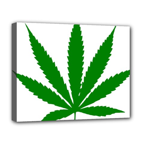 Marijuana Weed Drugs Neon Cannabis Green Leaf Sign Deluxe Canvas 20  X 16   by Mariart