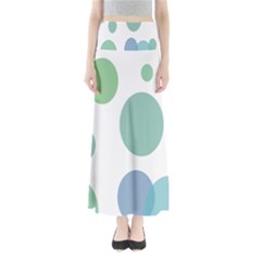 Polka Dots Blue Green White Full Length Maxi Skirt by Mariart