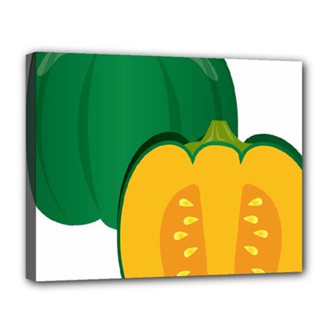 Pumpkin Peppers Green Yellow Canvas 14  X 11  by Mariart