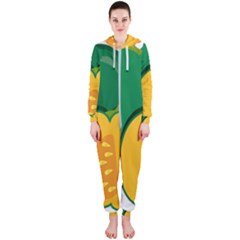 Pumpkin Peppers Green Yellow Hooded Jumpsuit (ladies)  by Mariart