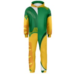 Pumpkin Peppers Green Yellow Hooded Jumpsuit (men)  by Mariart