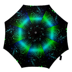 Space Galaxy Green Blue Black Spot Light Neon Rainbow Hook Handle Umbrellas (small) by Mariart