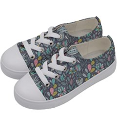 Cactus Pattern Green  Kids  Low Top Canvas Sneakers by kostolom3000shop