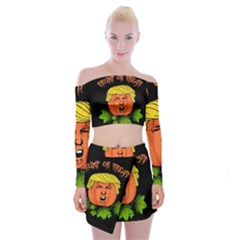 Trump Or Treat  Off Shoulder Top With Mini Skirt Set by Valentinaart