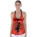 Dancing Couple On Red Background With Flowers And Hearts Babydoll Tankini Top View1