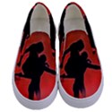 Dancing Couple On Red Background With Flowers And Hearts Kids  Canvas Slip Ons View1