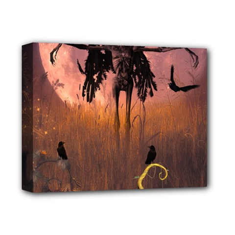 Halloween Design With Scarecrow, Crow And Pumpkin Deluxe Canvas 14  X 11  by FantasyWorld7