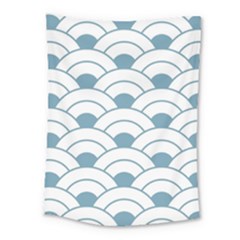 Art Deco Teal White Medium Tapestry by NouveauDesign