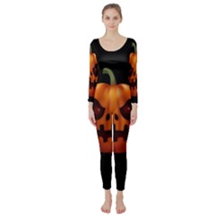 Halloween Pumpkin Long Sleeve Catsuit by Valentinaart