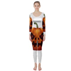 Halloween Pumpkin Long Sleeve Catsuit by Valentinaart