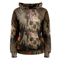 Awesome Creepy Skull With Rat And Wings Women s Pullover Hoodie by FantasyWorld7