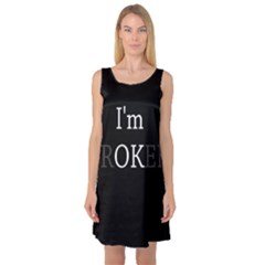 I Am Ok - Broken Sleeveless Satin Nightdress by Valentinaart