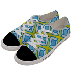 Blue Rhombus Pattern                          Women s Low Top Canvas Sneakers by LalyLauraFLM