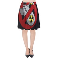 No Nuclear Weapons Velvet High Waist Skirt by Valentinaart